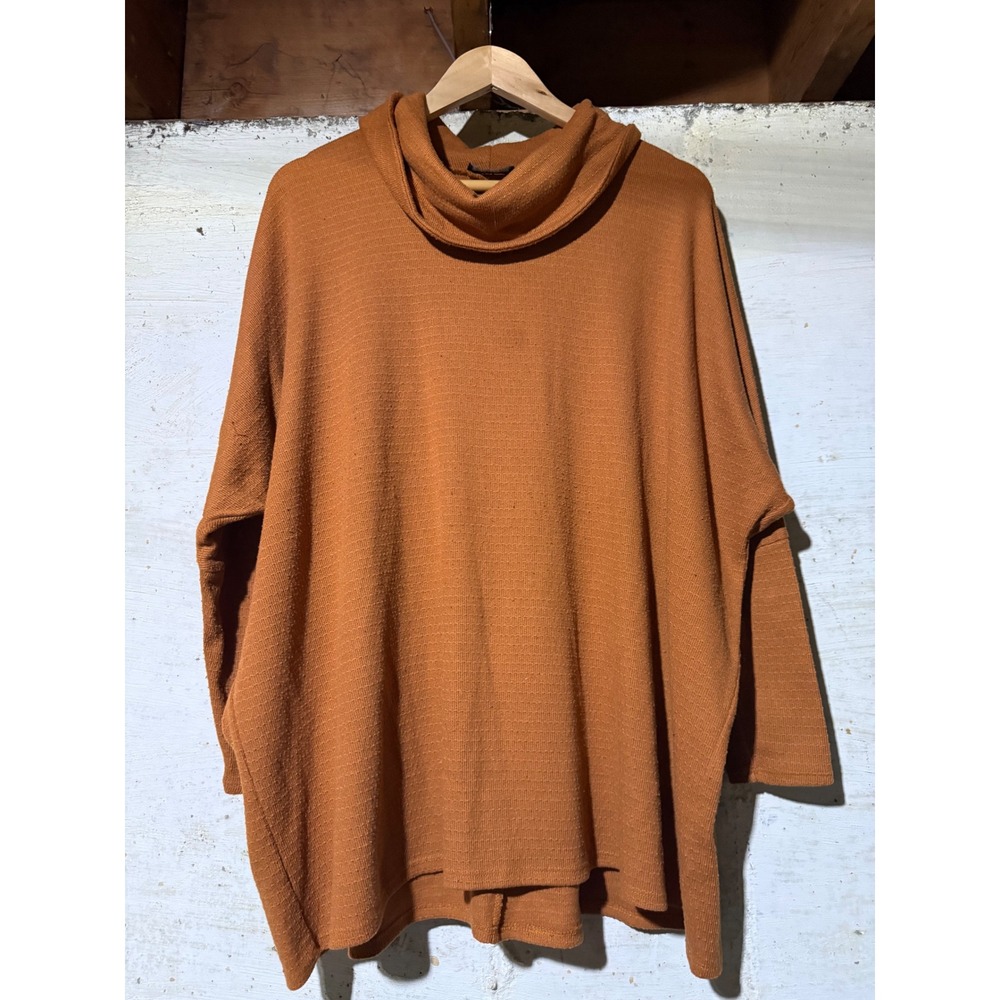 Lane Bryant Womens Burnt Orange Cowl Neck Knit Oversized Tunic Top 18/20 Autumn